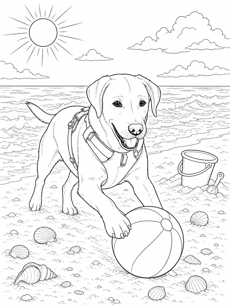 Dollar on a beach with a ball, bucket and shells
