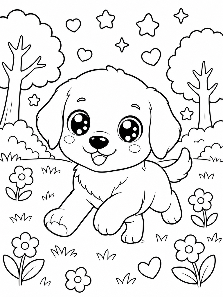 Tangtang as a cartoon coloring page in the park