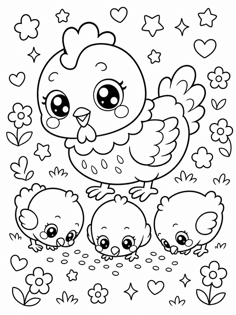 Hen With Chicks coloring page