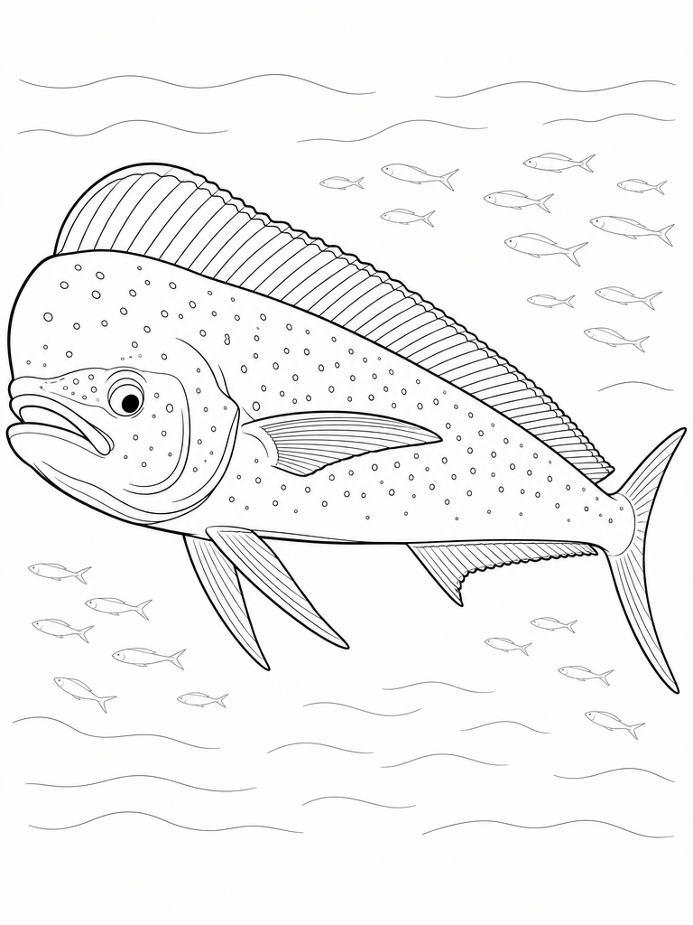 Mahi Mahi coloring page — Mahi-mahi dolphinfish in open water