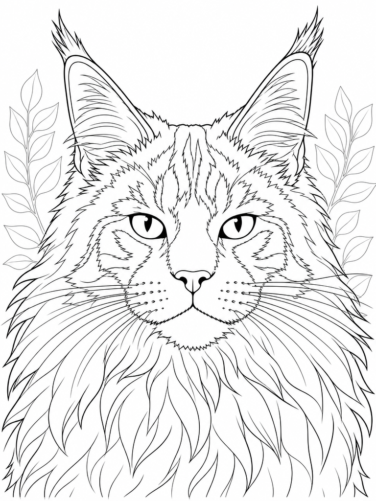Maine Coon Portrait coloring page