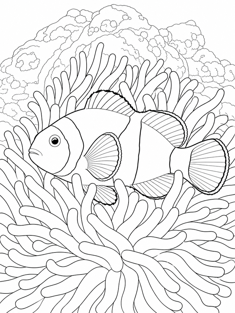 Clownfish Anemone coloring page