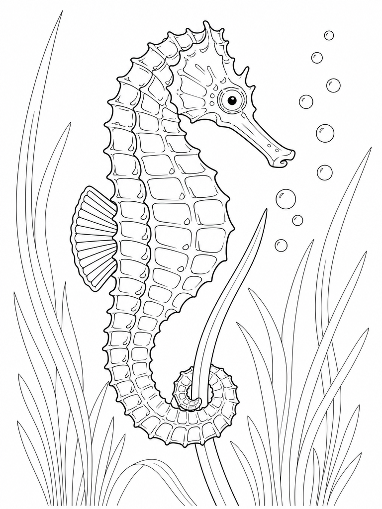 Seahorse coloring page