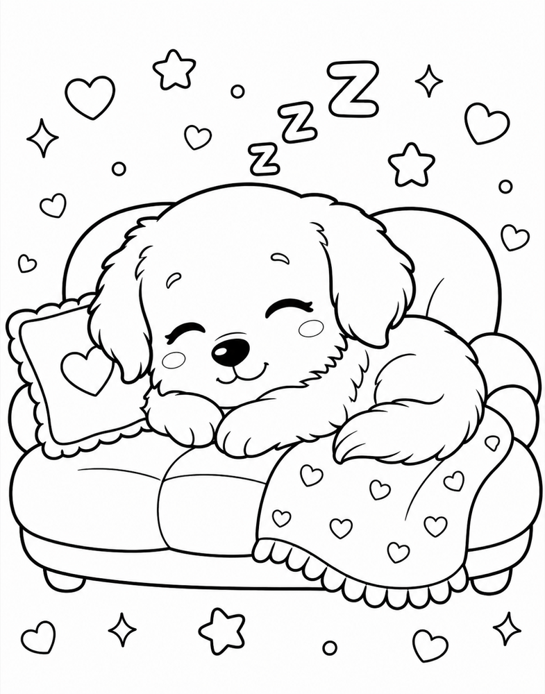 Cartoon coloring page — couch scene