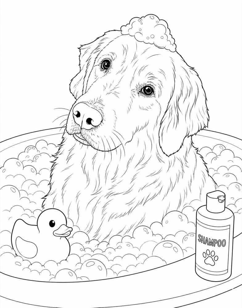 Realistic coloring page — bath scene