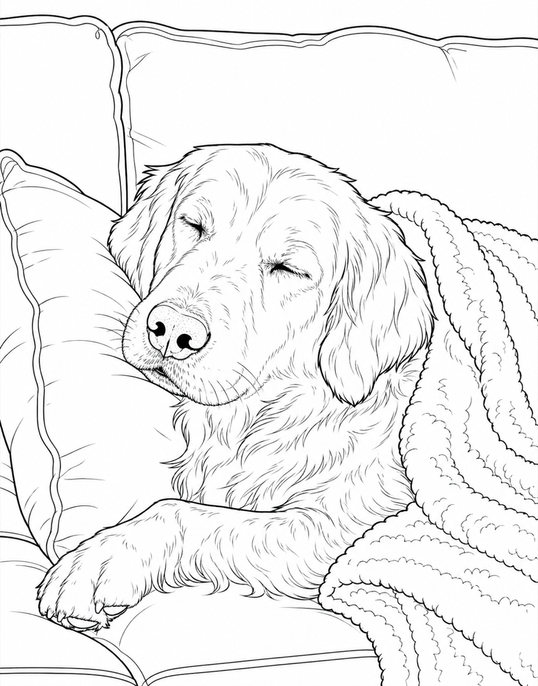 Realistic coloring page — couch scene